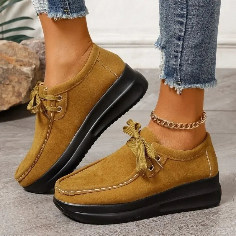Tonja – Lace Up Suede Style Comfort Shoes
