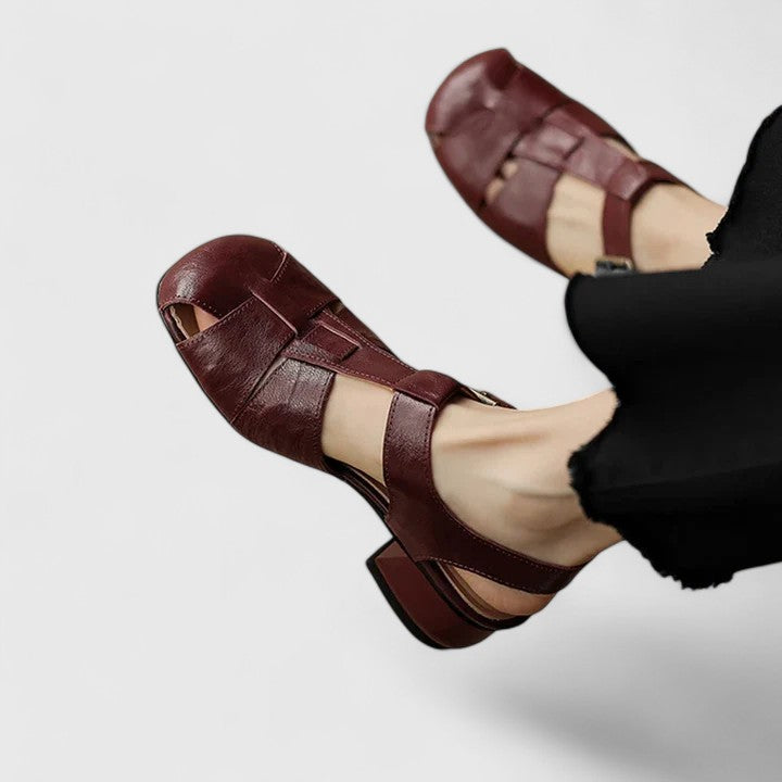 Kathy | Buckle Strap Low Block Heel Sandals