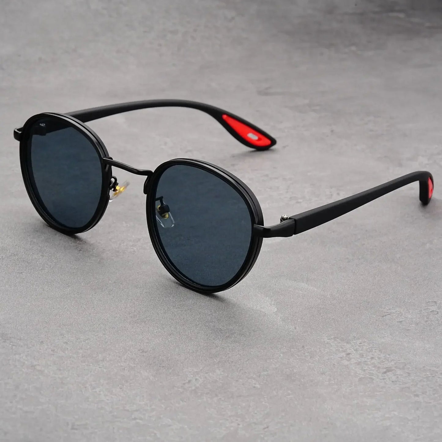 NoirGlow | Round Double Bridge Mens Sunglasses