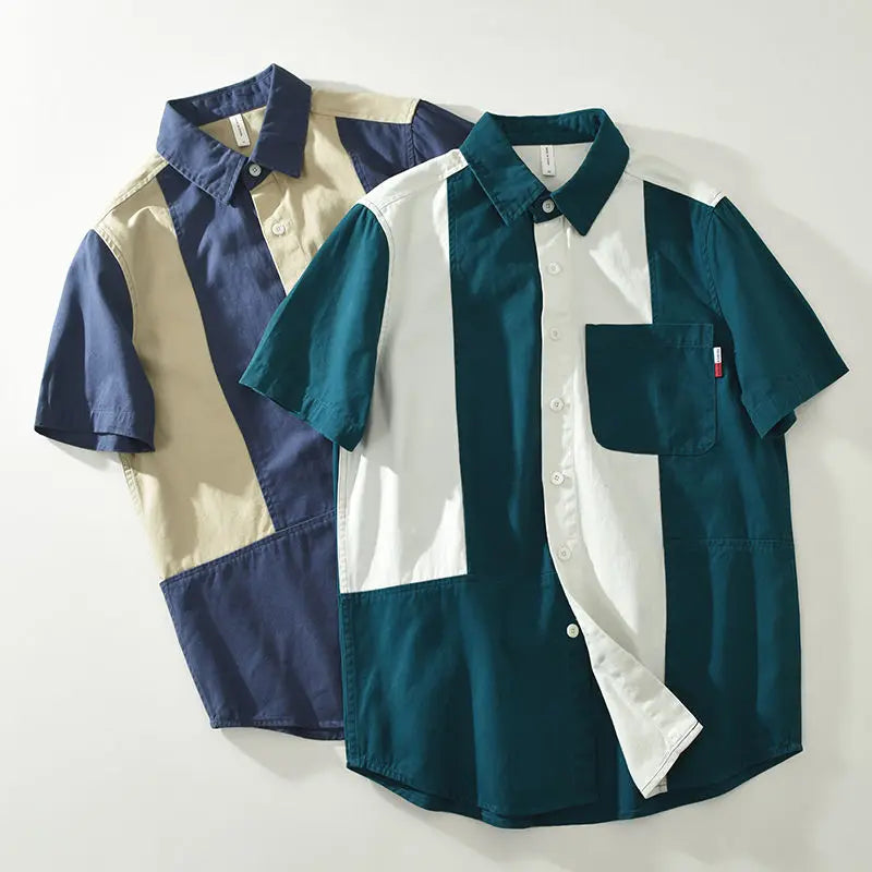 Biagio | Short Sleeve Colour Block Button Shirt