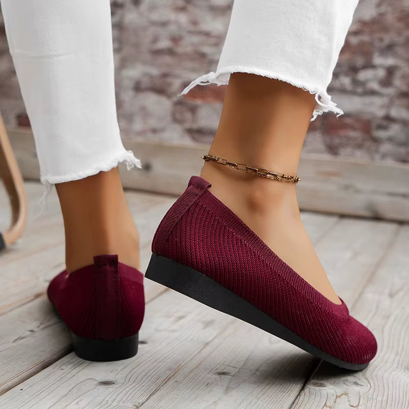 Melania | Slip On Knit Ballet Flats