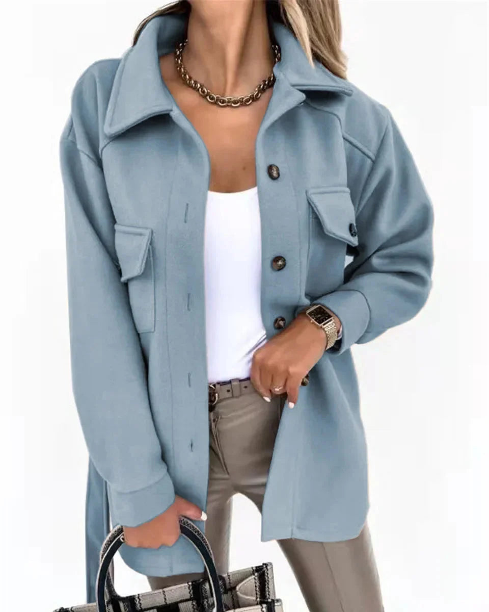 Vicky | Oversized Button Front Shacket With Pockets