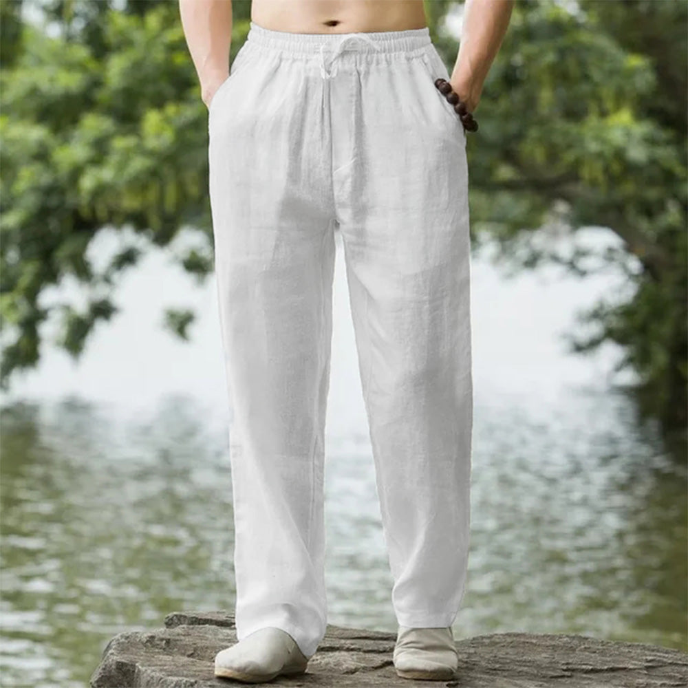Ethan | Loose Drawstring Linen-Style Summer Trousers