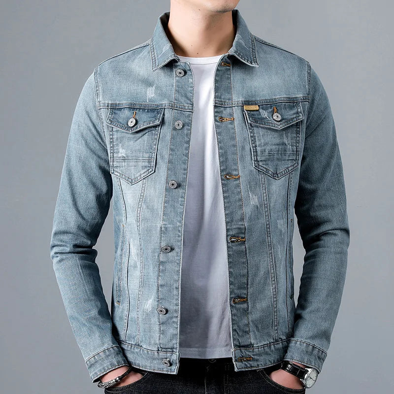 Emeterio | Denim Jacket Long-Sleeve Distressed Button-Up