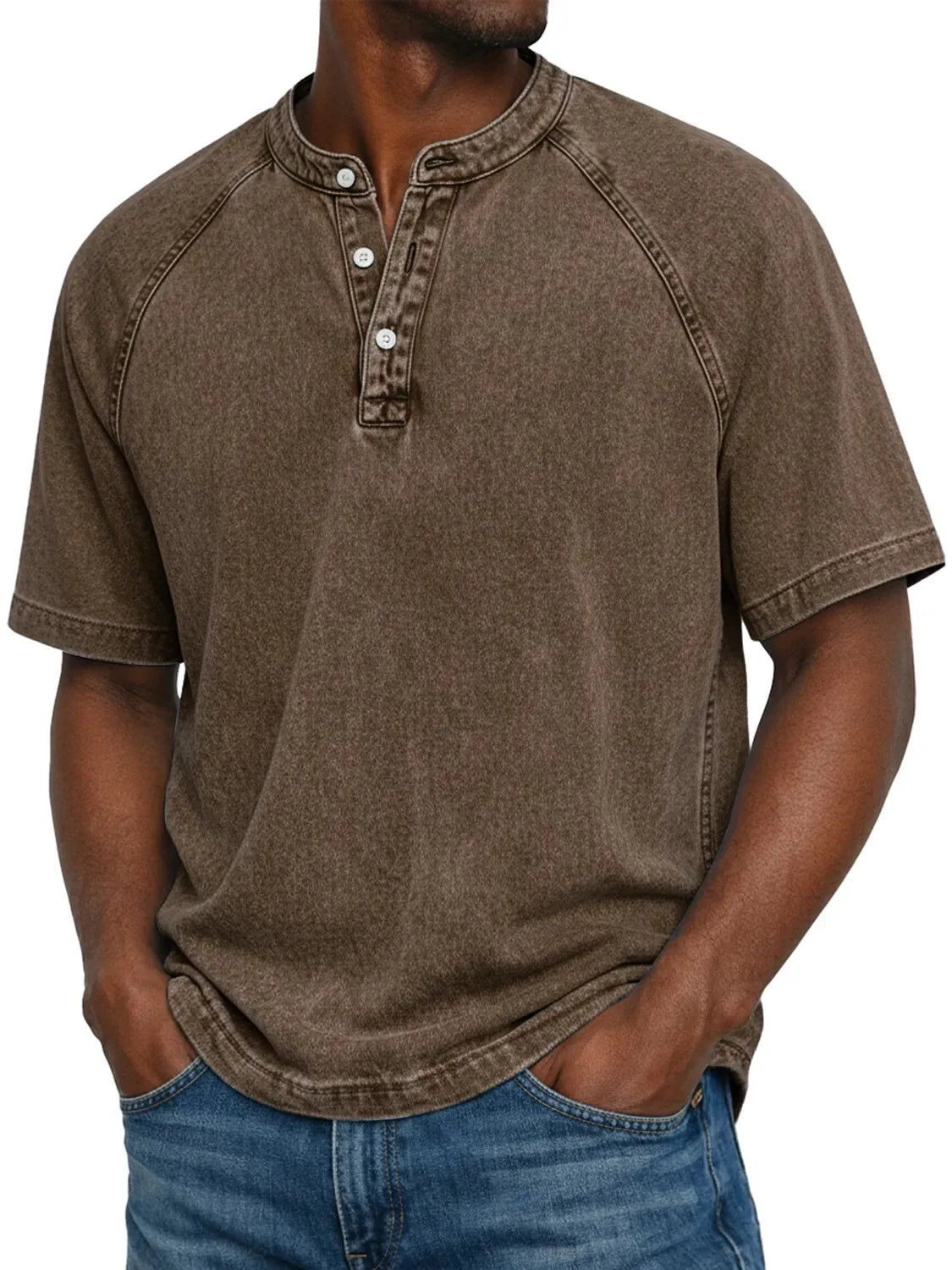 Misael | Short Sleeve Henley Neck T Shirt