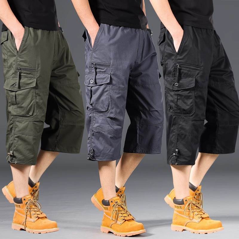 Esman | Cargo Three-Quarter Pocket Shorts Black/Khaki