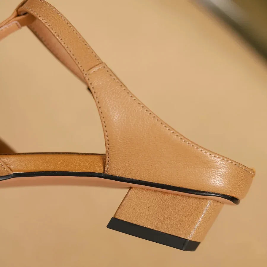 Birte | Woven T Strap Slingback Heels