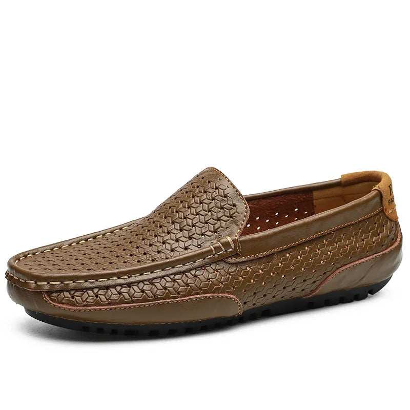 Aania | Leather Loafers Perforated Slip On Shoes