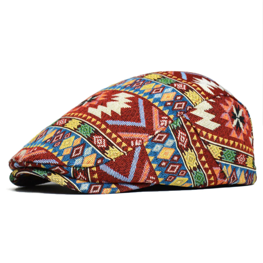 Juraj | Aztec Print Flat Cap