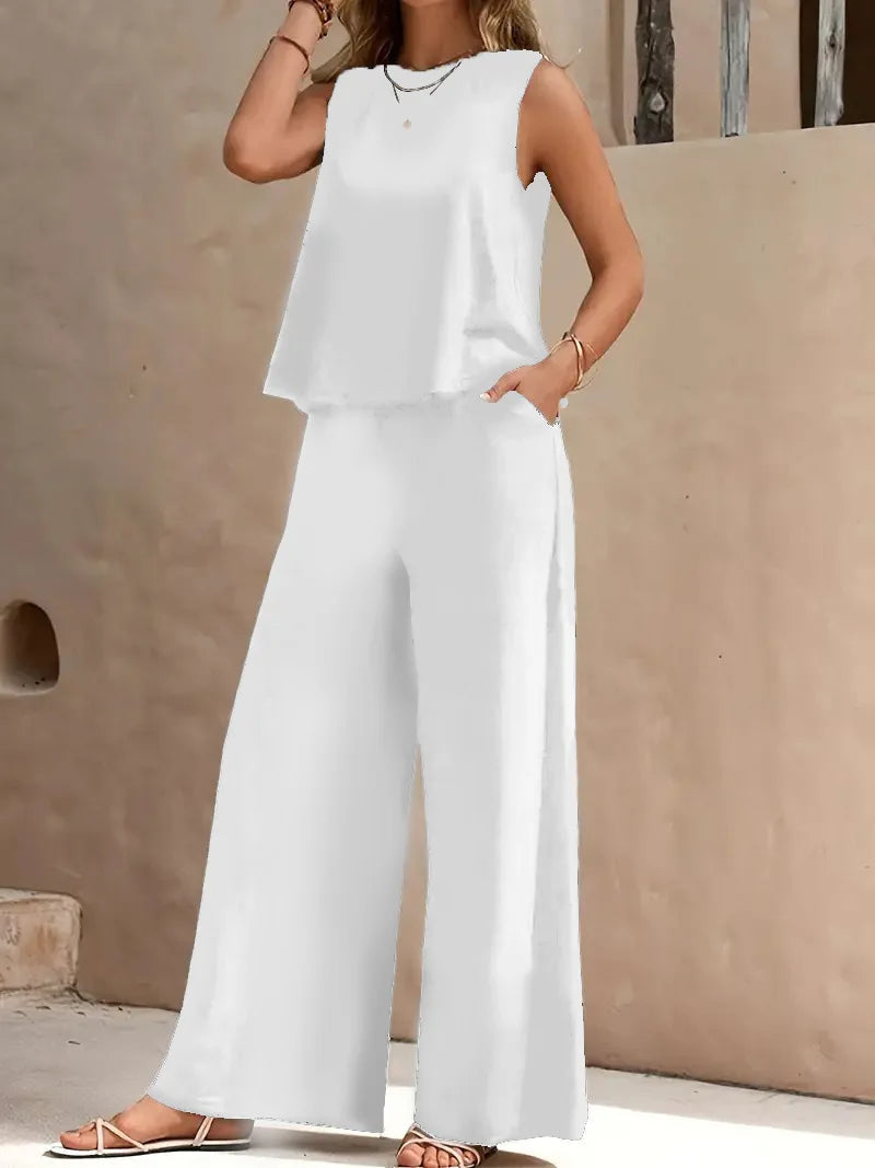 Dollie | Sleeveless Wide Leg Trouser Set