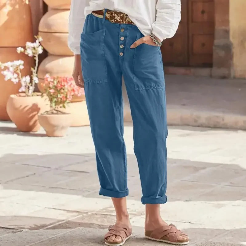 Inge | Button Front Cropped Tapered Trousers