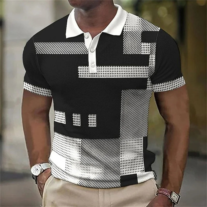 Delbert | Polo Shirt With Geometric Contrast Print
