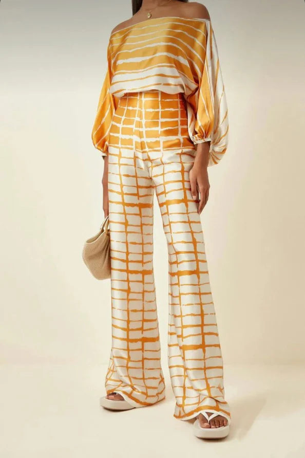 Florine | Two Piece Printed Wide Leg Trouser Set