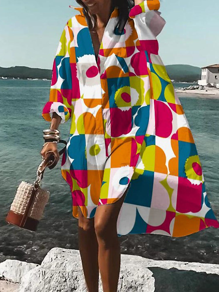 Calogera | Loose Fit Printed Shirt Dress