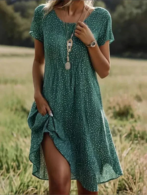 Giovana - Floral Print Short Sleeve Midi Dress