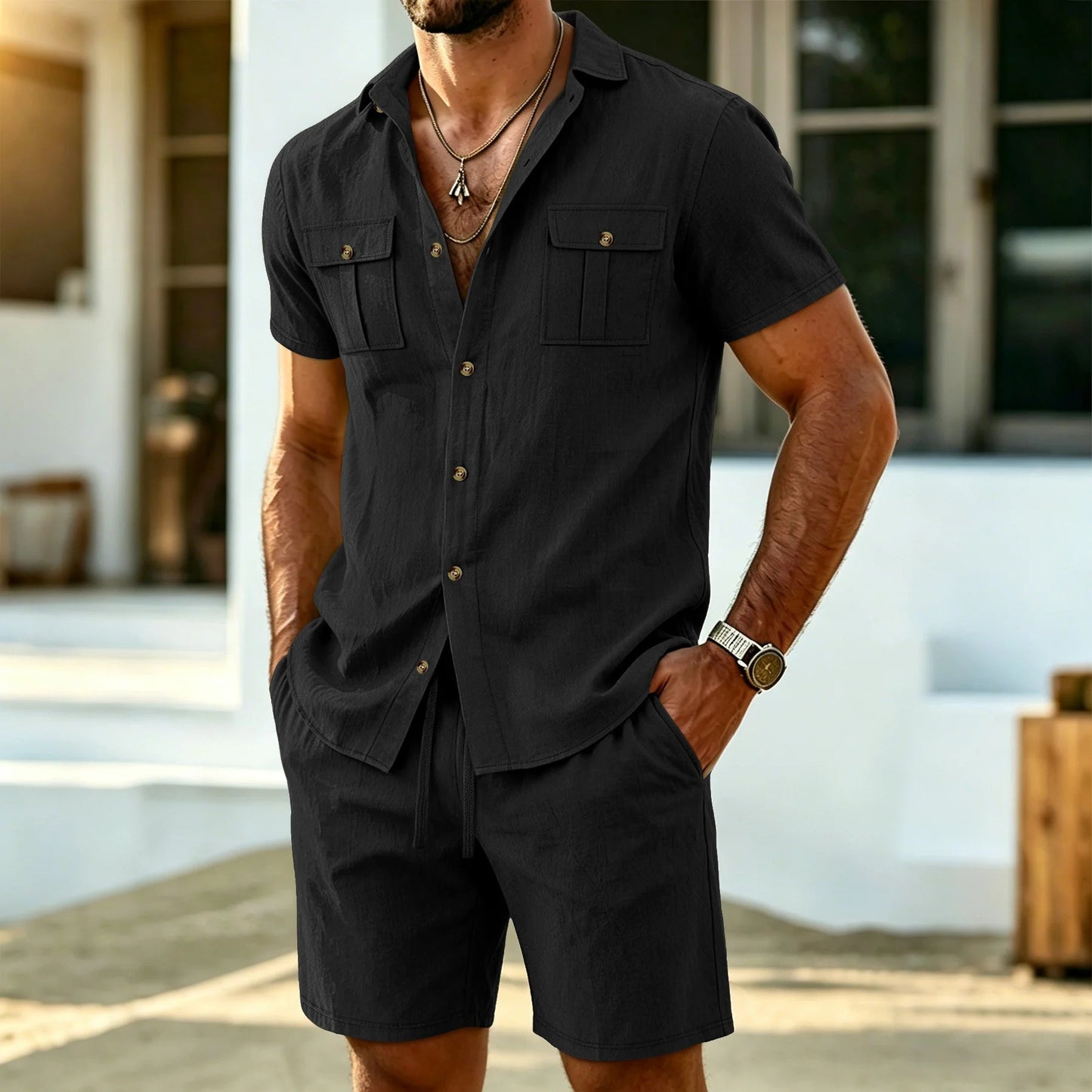 Jalo | Short Sleeve Shirt And Shorts Set