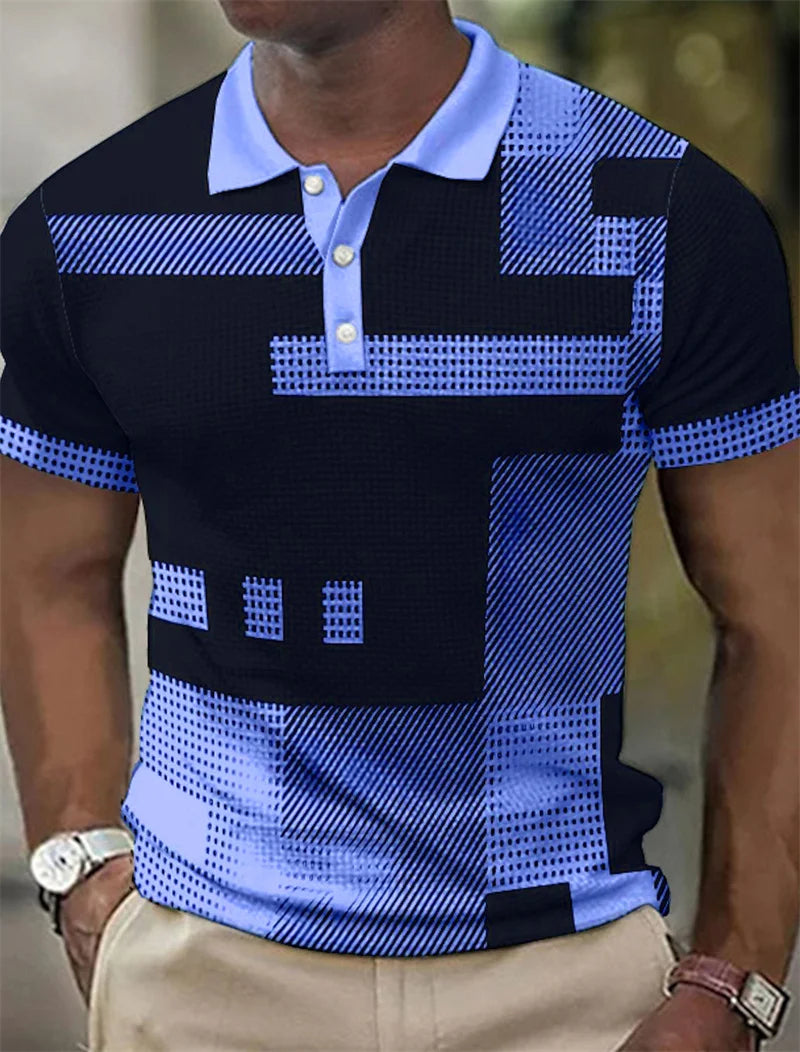 Delbert | Polo Shirt With Geometric Contrast Print