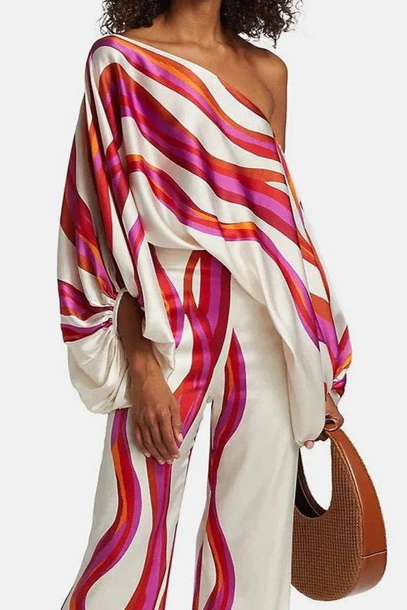 Florine | Two Piece Printed Wide Leg Trouser Set