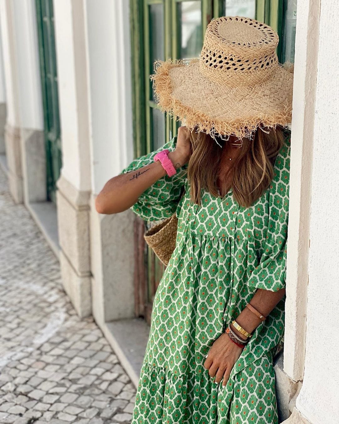 Tessa | Geometric Print V-Neck Maxi Dress