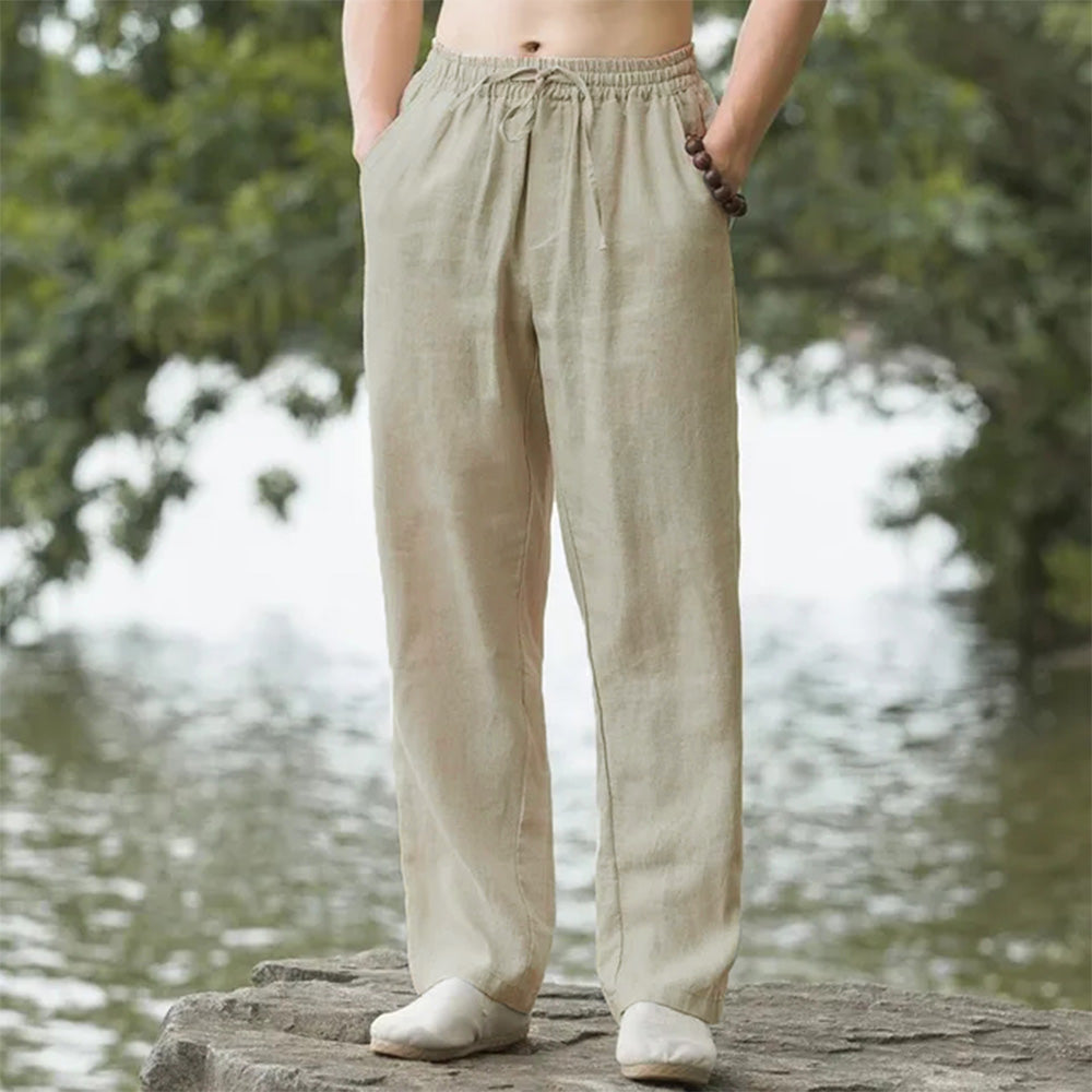 Ethan | Loose Drawstring Linen-Style Summer Trousers