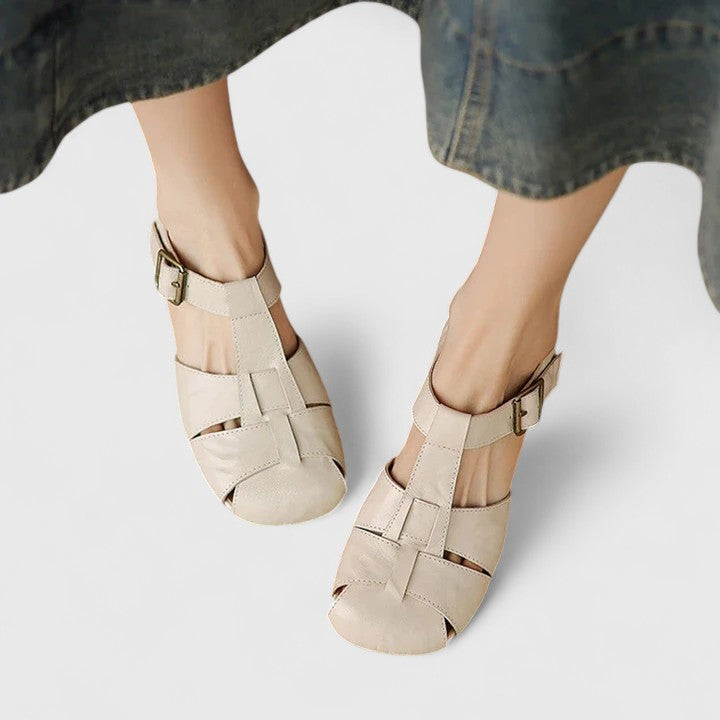 Kathy | Buckle Strap Low Block Heel Sandals