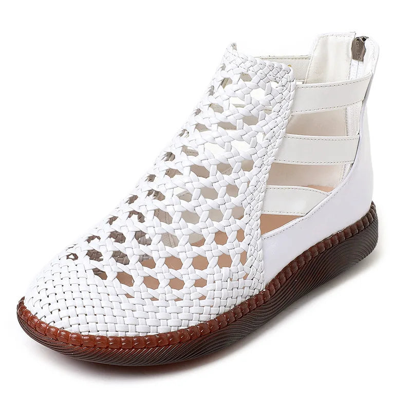 Leolia | Woven Cut-Out Flat Ankle Shoes