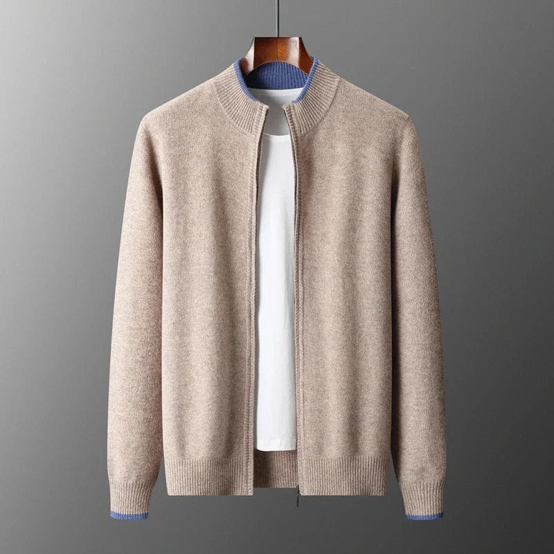 Corbin | Zip Front Stand Collar Knit Cardigan