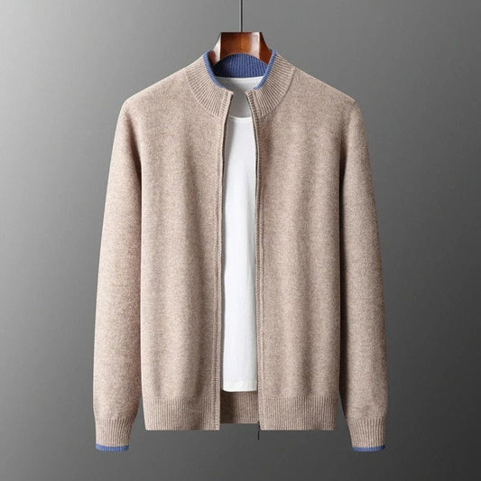 Corbin | Zip Front Stand Collar Knit Cardigan
