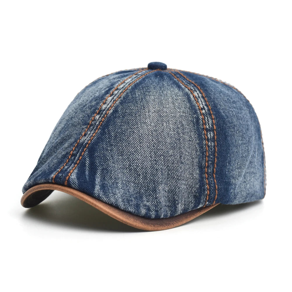Limmz | Denim-Style Flat Cap Contrast Stitch