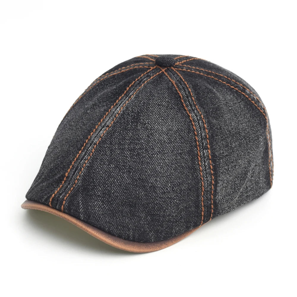 Limmz | Denim-Style Flat Cap Contrast Stitch