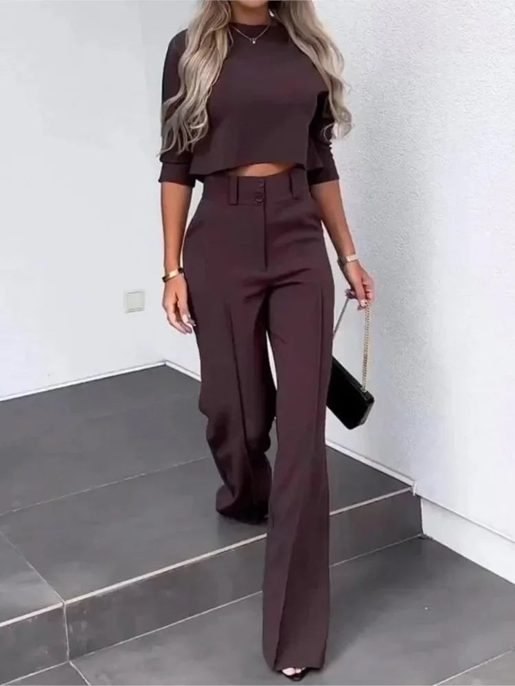 Noliya | Wide Leg Trouser and Crop Top Set