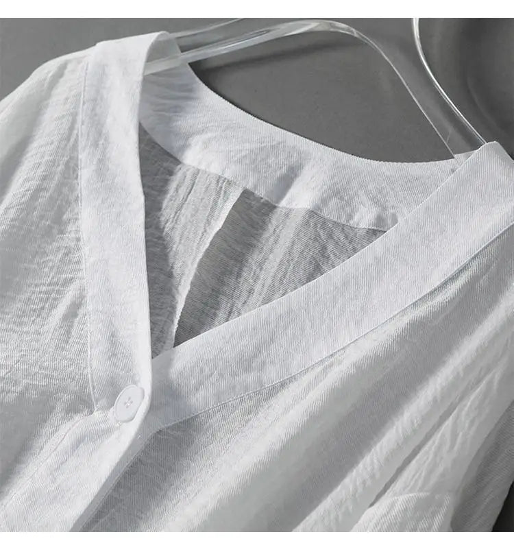 Comatize | V Neck Button Sleeve Blouse