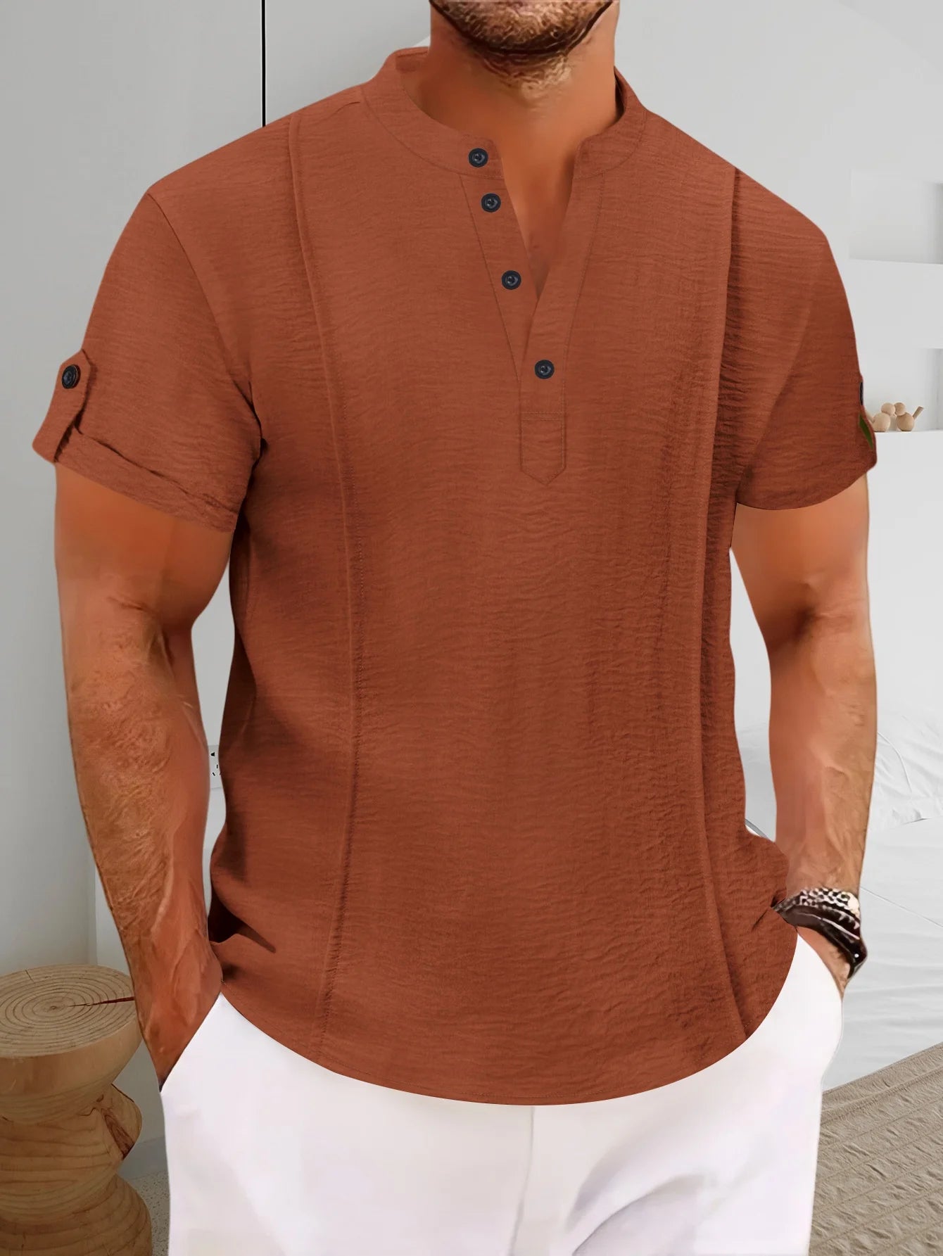 Joe | Short Sleeve Button Neck Shirt