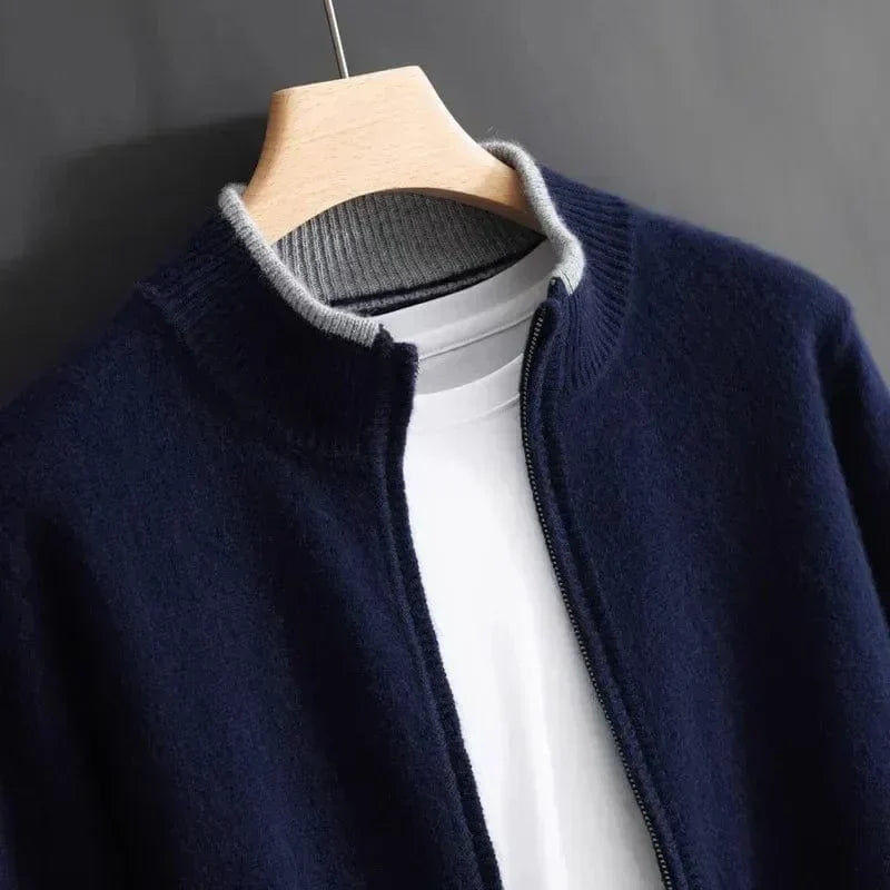 Corbin | Zip Front Stand Collar Knit Cardigan