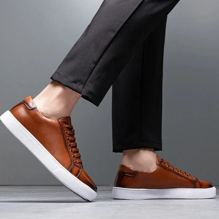 Leonell | Leather Lace-Up Low-Top Trainers