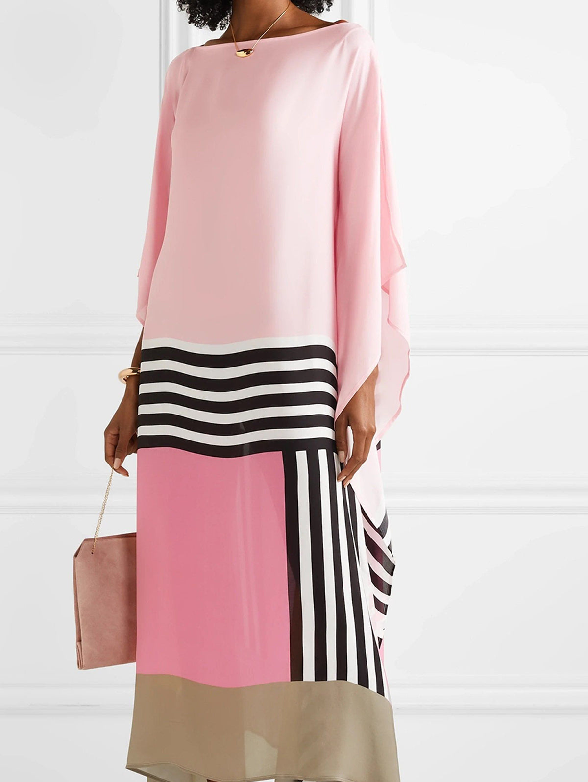 Shraddha | Striped Patchwork Kaftan Midi Dress