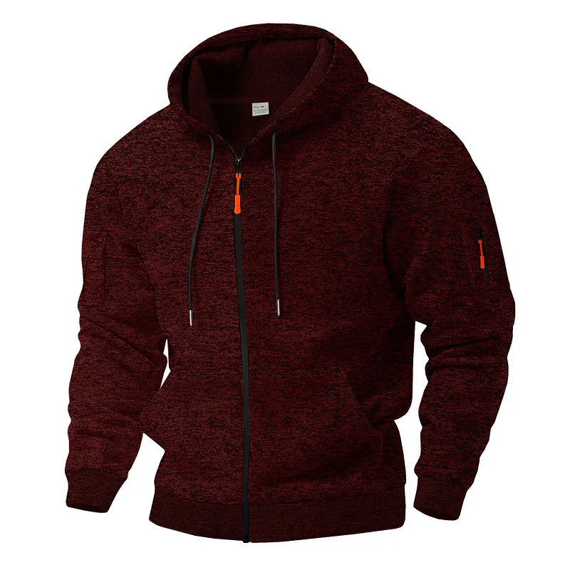 Jesson | Zip Up Hooded Marl Knit Hoodie