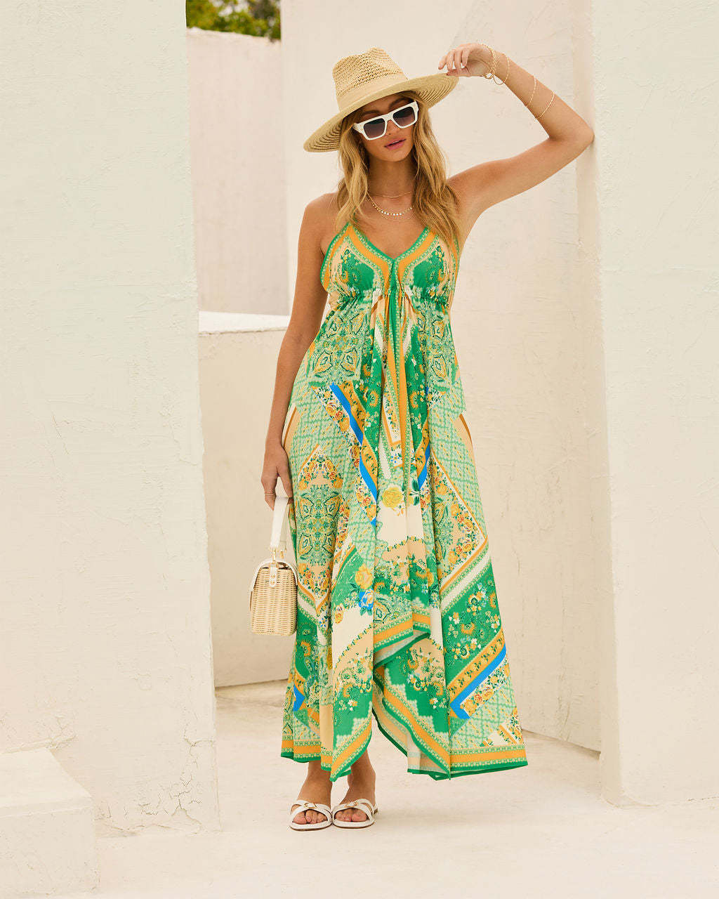 Delfina | Printed Halterneck Backless Maxi Dress