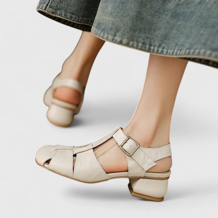 Kathy | Buckle Strap Low Block Heel Sandals