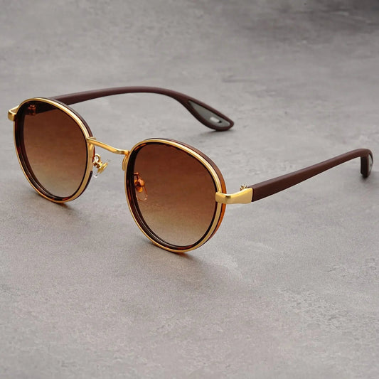 NoirGlow | Round Double Bridge Mens Sunglasses