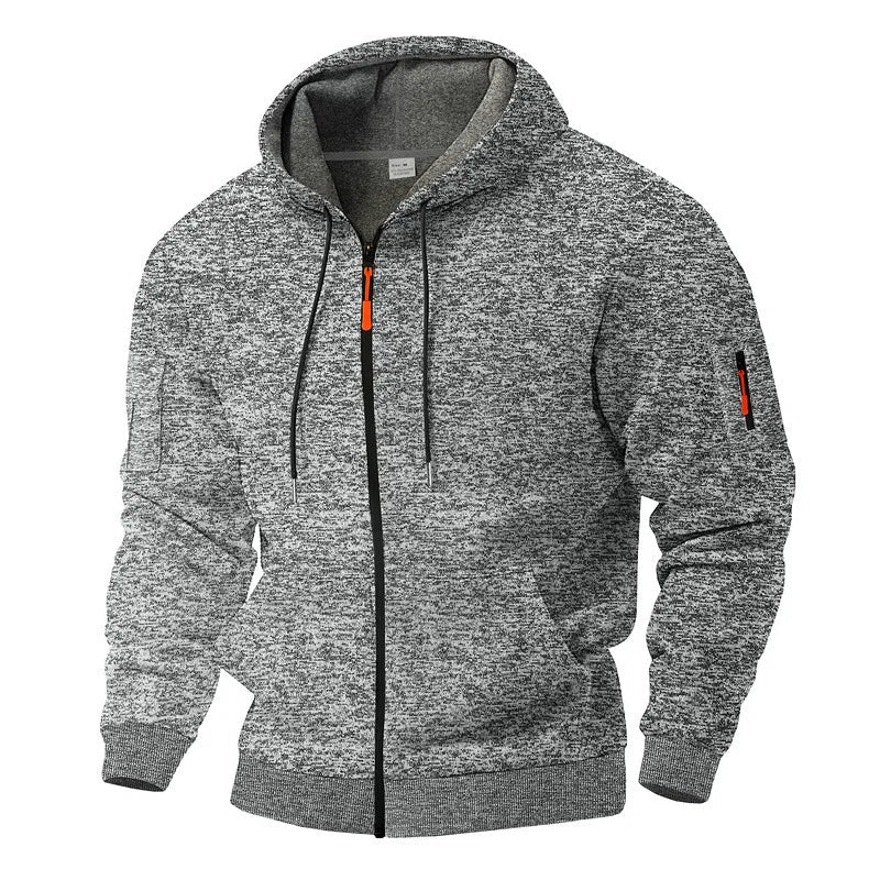 Jesson | Zip Up Hooded Marl Knit Hoodie