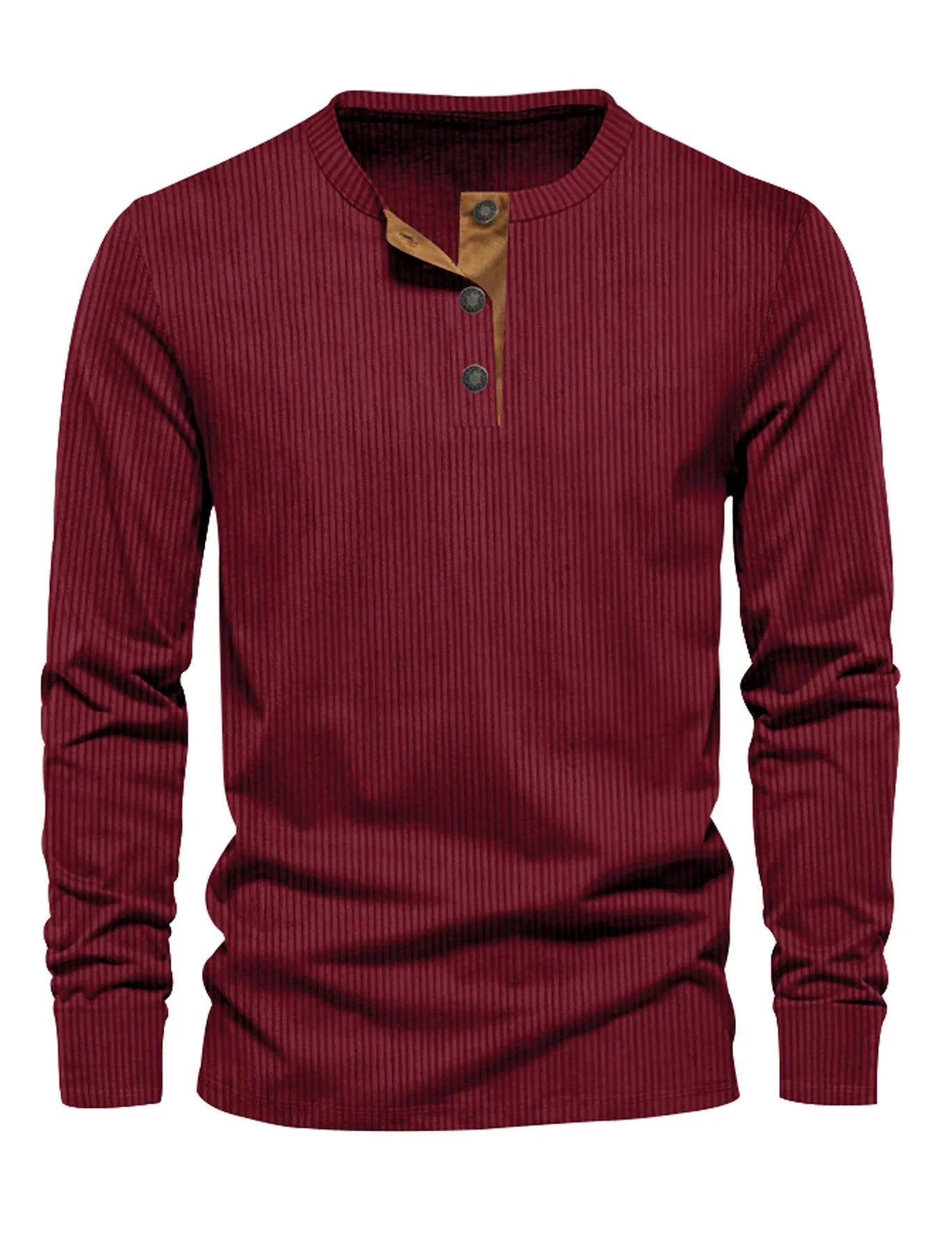 Erasto | Ribbed Long-Sleeve Henley Neck Top