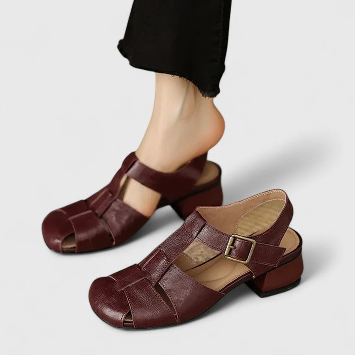 Kathy | Buckle Strap Low Block Heel Sandals