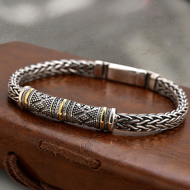 Jalair | Braided Chain Metal Clasp Bracelet Silver