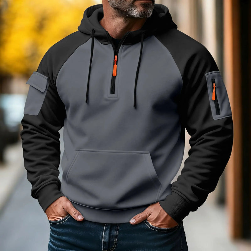 Nachman | Hooded Quarter Zip Pullover Sweatshirt