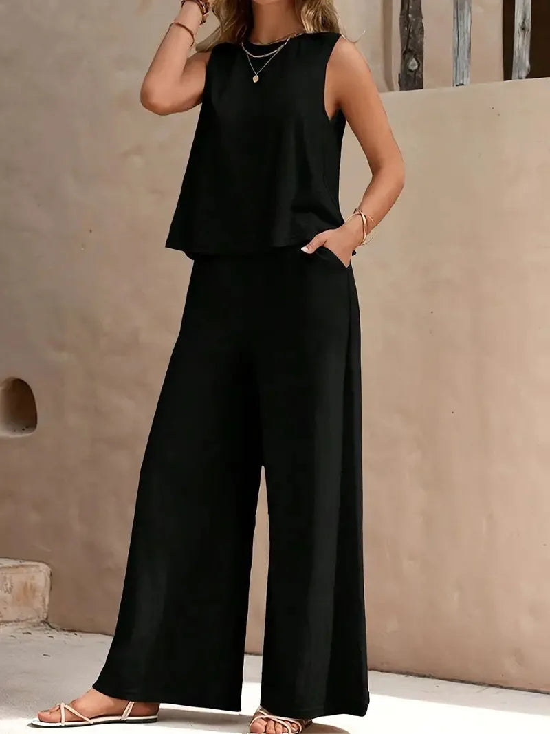 Dollie | Sleeveless Wide Leg Trouser Set