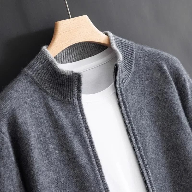 Corbin | Zip Front Stand Collar Knit Cardigan