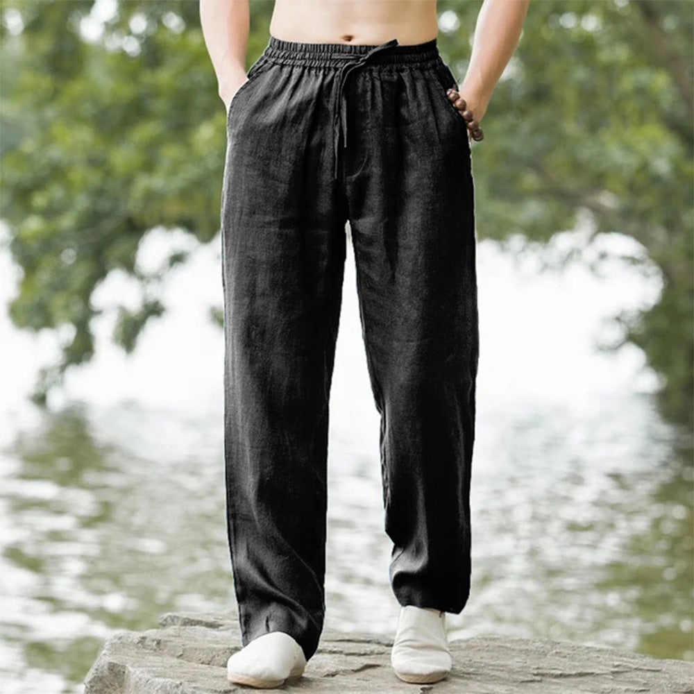 Ethan | Loose Drawstring Linen-Style Summer Trousers