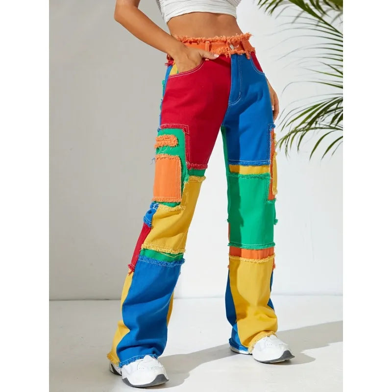 Mayra | Cropped Patchwork Jacket and Wide-Leg Trousers Set