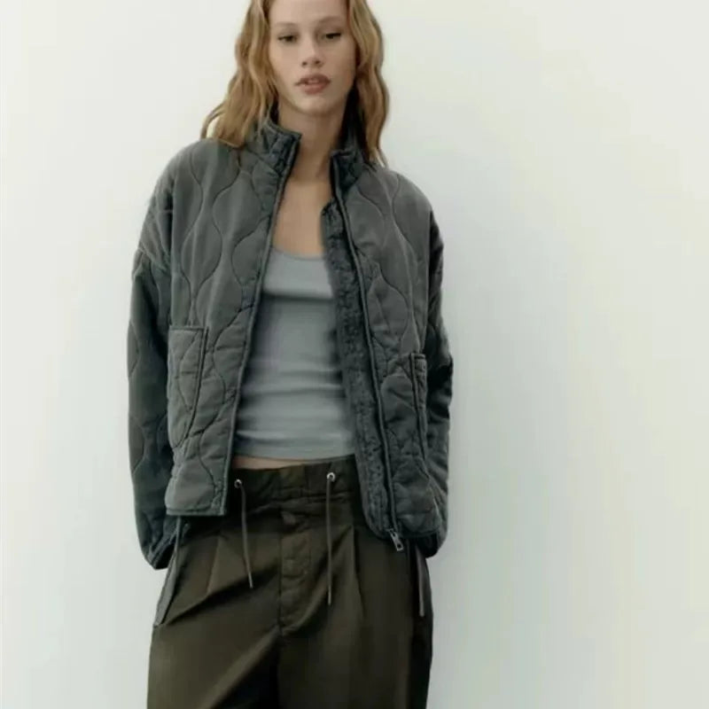 Pascale | Quilted Zip-Up Stand Collar Jacket